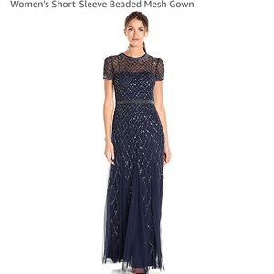 Adrianna Papell Navy Blue Beaded Gown